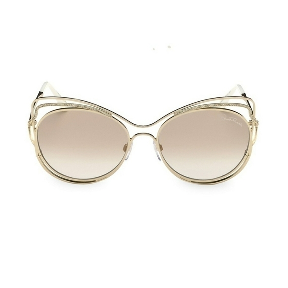 𝅺ROBERTO Cavalli Cat Eye Sunglasses Gold NWT - Picture 2 of 12
